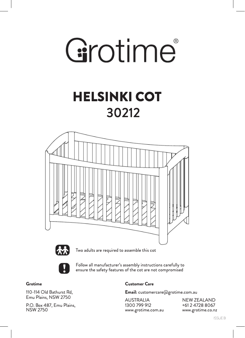 Page 1 de la notice Manuel utilisateur Grotime Helsinki Cot