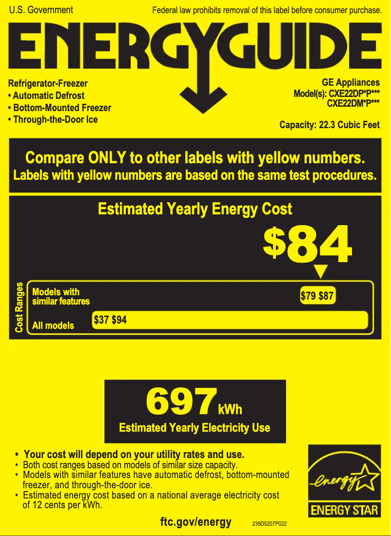 Page n°1 - Label énergétique GE Café CXE22DM5PS5