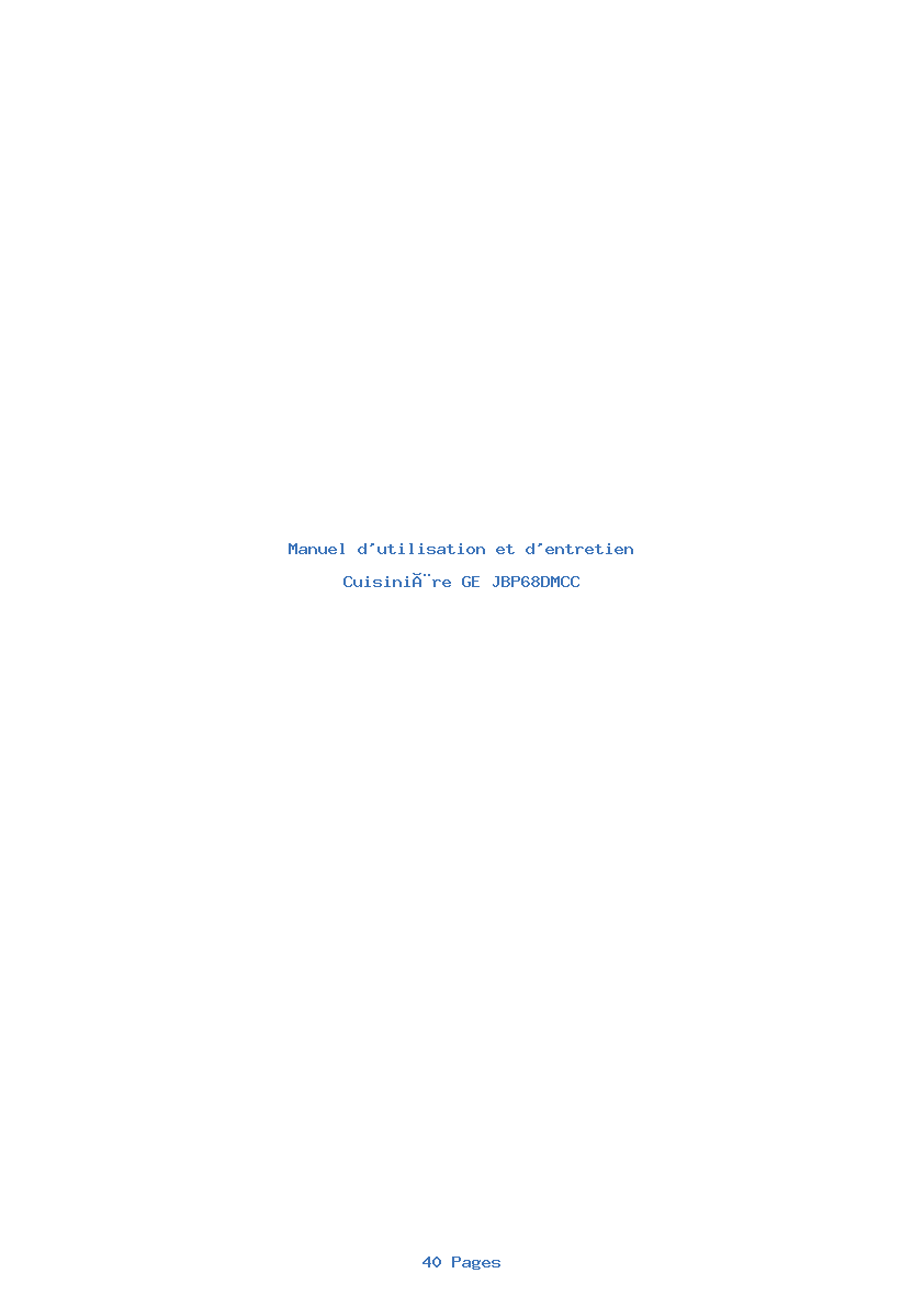 Page 1 de la notice Manuel d'utilisation et d'entretien GE JBP68DMCC