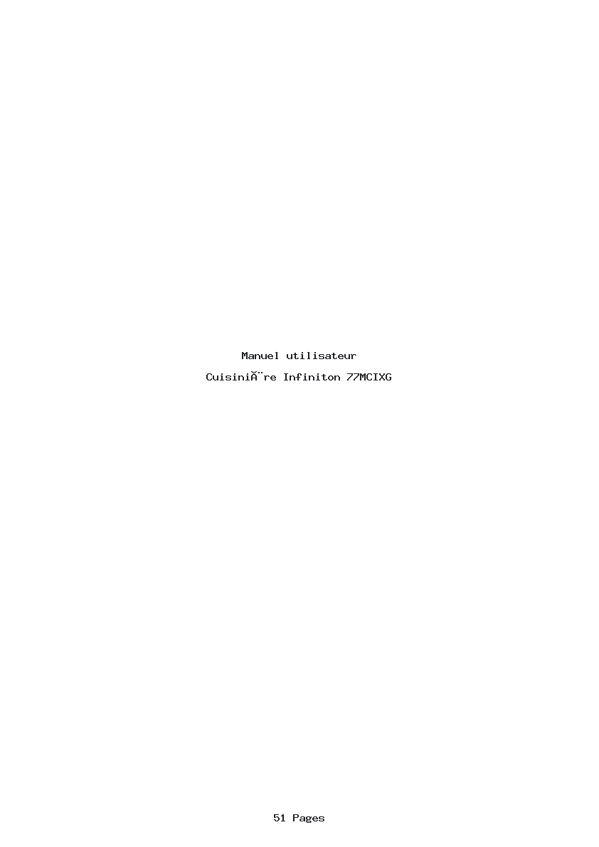Page 1 de la notice Manuel utilisateur Infiniton 77MCIXG