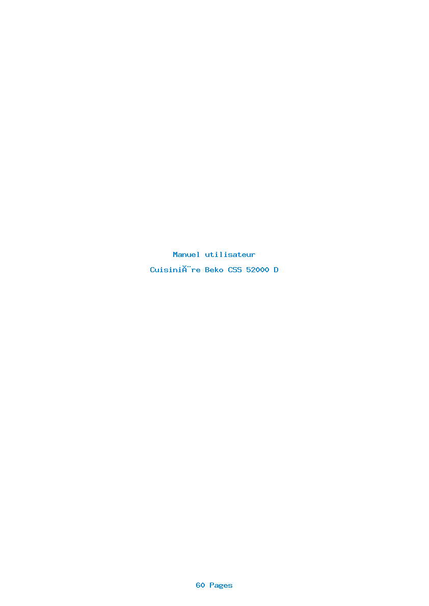 Page 1 de la notice Manuel utilisateur Beko CSS 52000 D