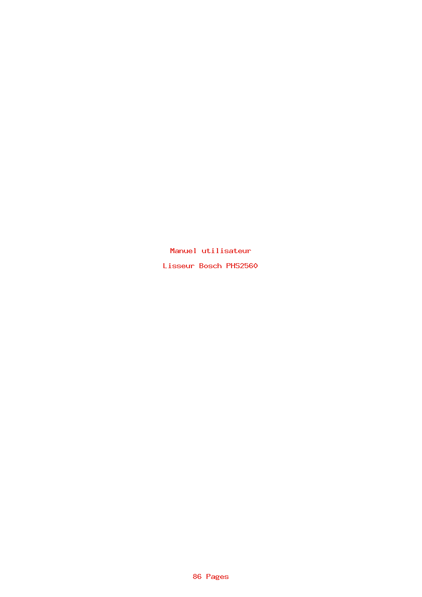 Page 1 de la notice Manuel utilisateur Bosch PHS2560