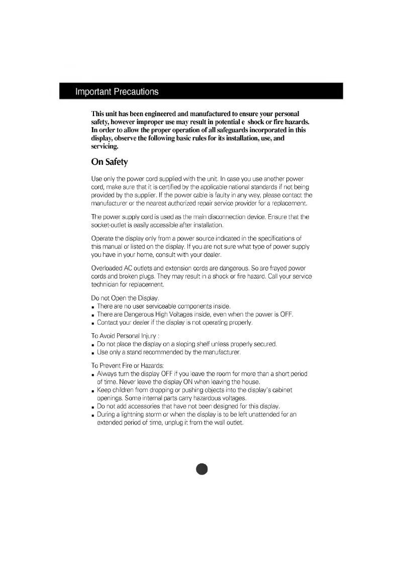 Page 1 de la notice Manuel utilisateur LG L1810A