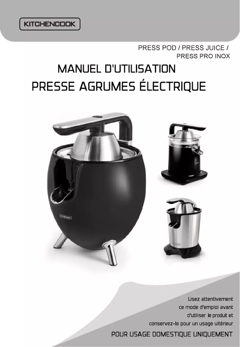 Page 1 de la notice Manuel utilisateur Kitchen Cook Press Pod