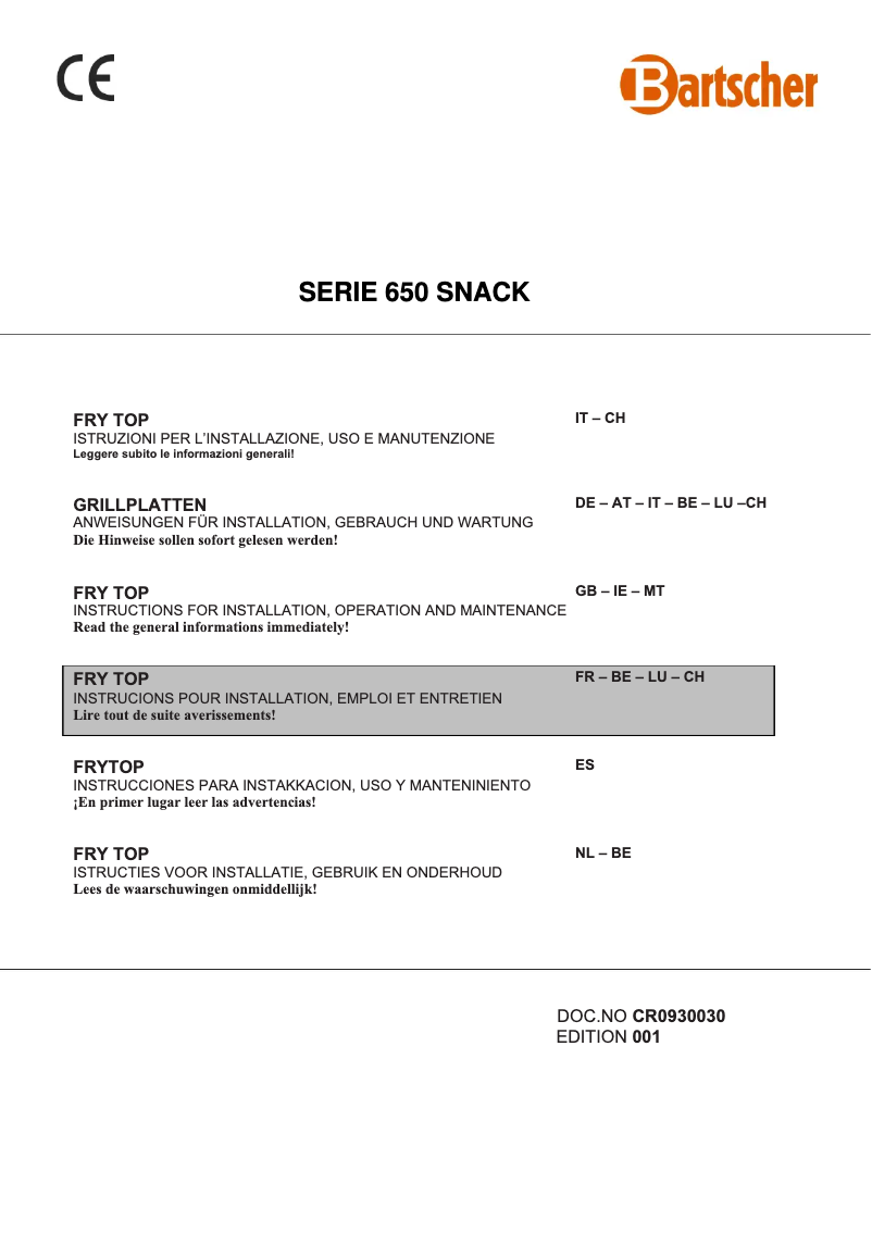 Page 1 de la notice Manuel utilisateur Bartscher 115108