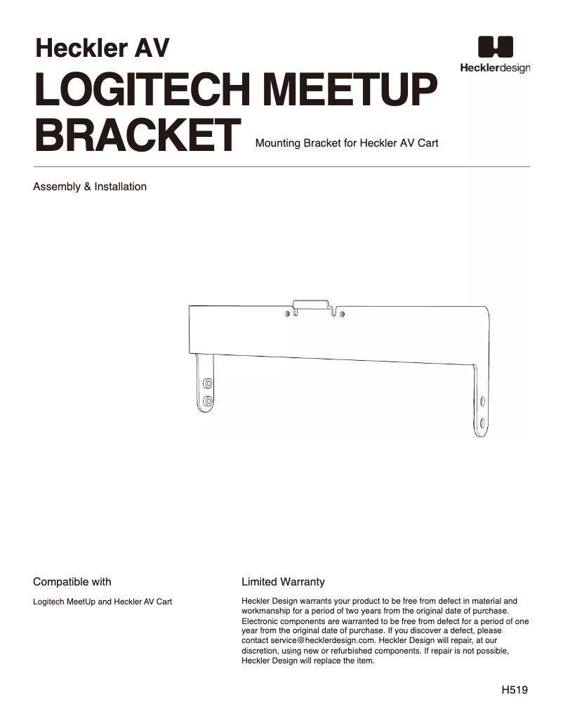 Page 1 de la notice Manuel utilisateur Heckler Design H519-BG