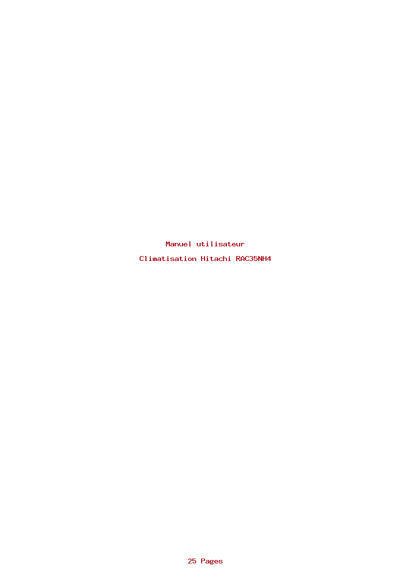 Page 1 de la notice Manuel utilisateur Hitachi RAC35NH4