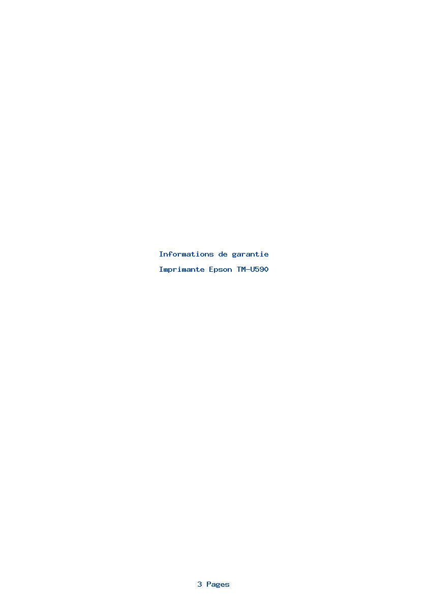 Page 1 de la notice Informations de garantie Epson TM-U590