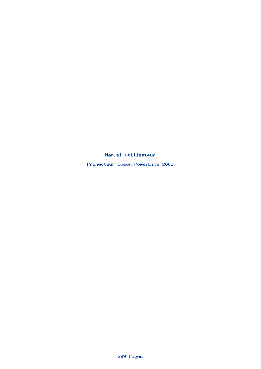 Page 1 de la notice Manuel utilisateur Epson PowerLite 2065