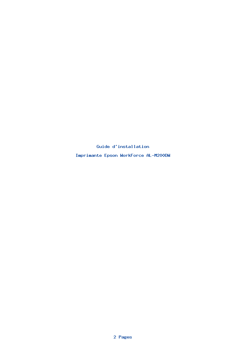 Page 1 de la notice Guide d'installation Epson WorkForce AL-M200DW