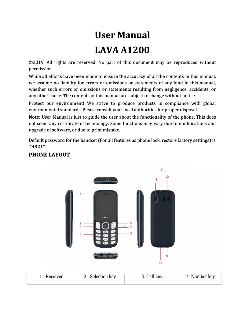 Page 1 de la notice Manuel utilisateur Lava A1200