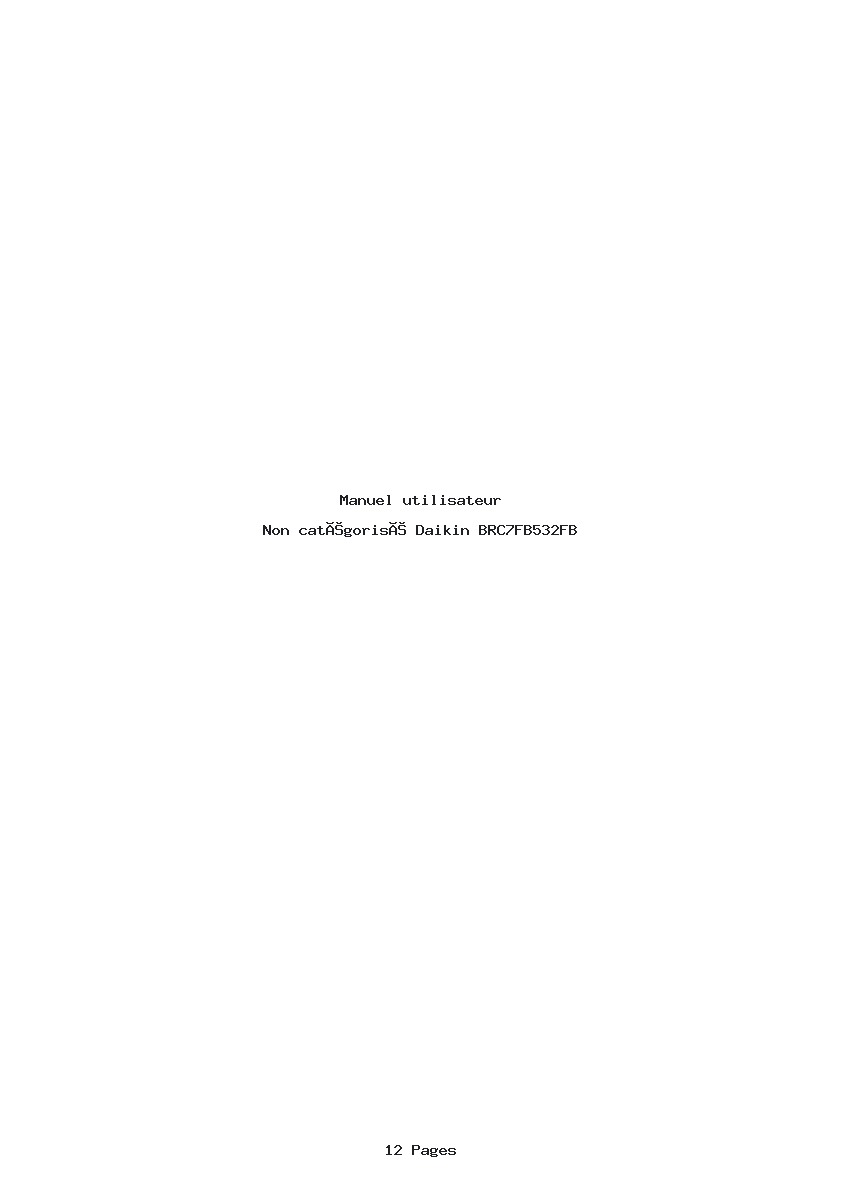 Page 1 de la notice Manuel utilisateur Daikin BRC7FB532FB