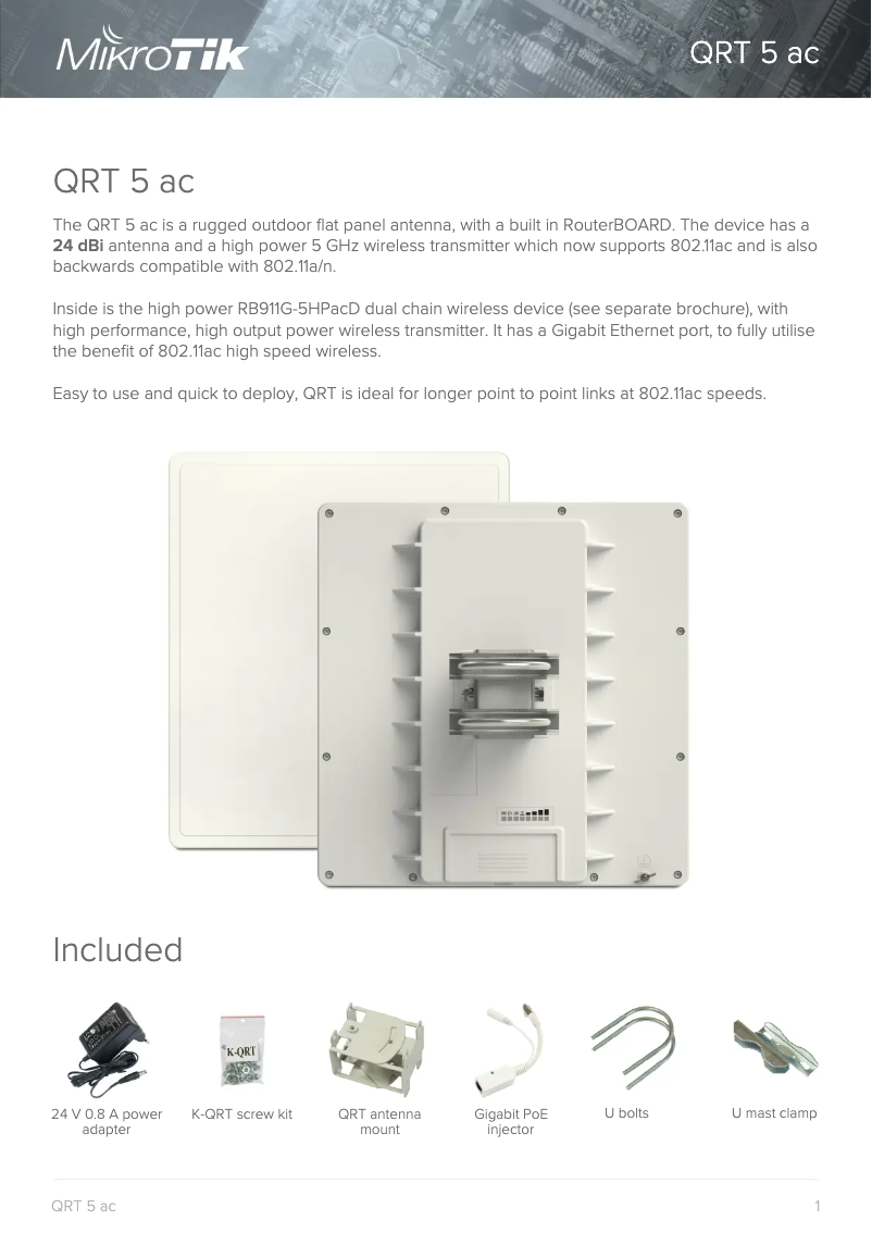 Page 1 de la notice Brochure Mikrotik QRT 5 ac