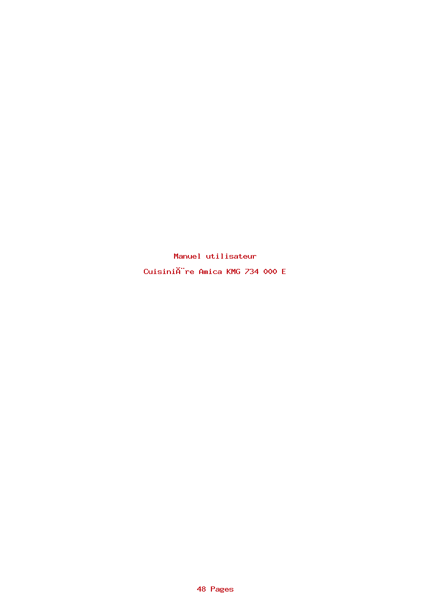 Page 1 de la notice Manuel utilisateur Amica KMG 734 000 E