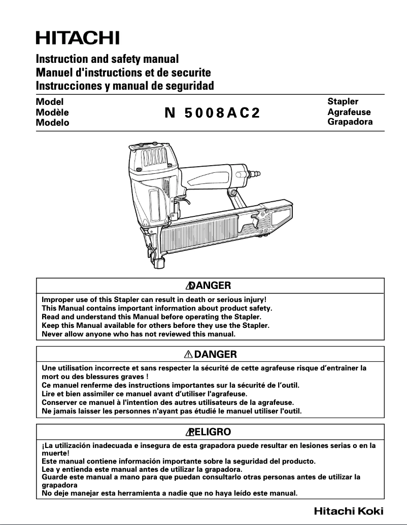 Page 1 of the manual User Manual Hitachi N5008AC2