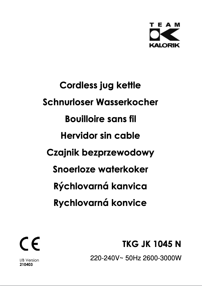 Page 1 de la notice Manuel utilisateur Team TKG JK 1045 N