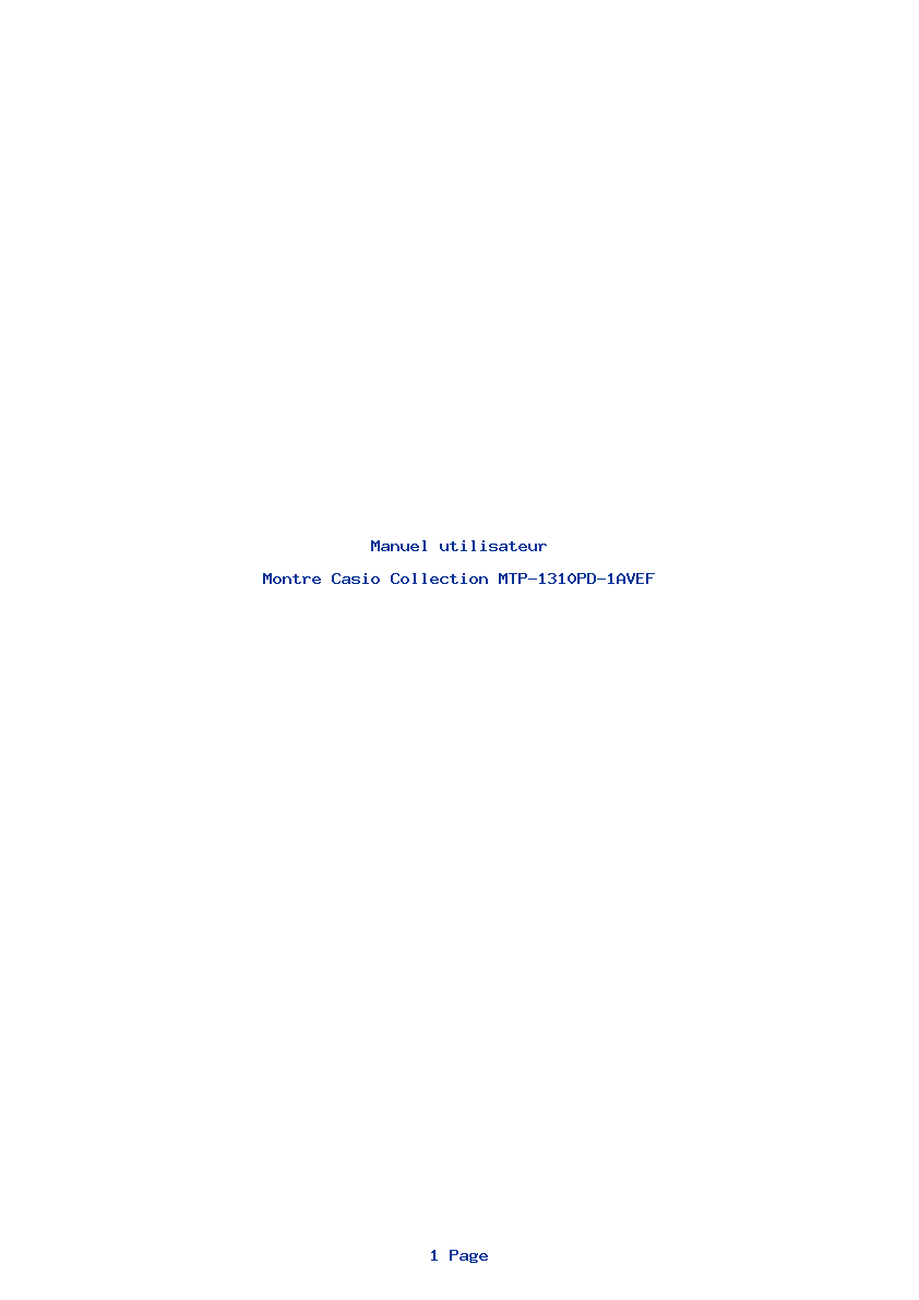 Page 1 de la notice Manuel utilisateur Casio Collection MTP-1310PD-1AVEF