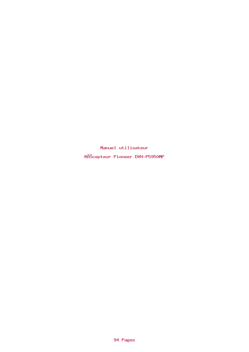 Page 1 de la notice Manuel utilisateur Pioneer DVH-P5950MP