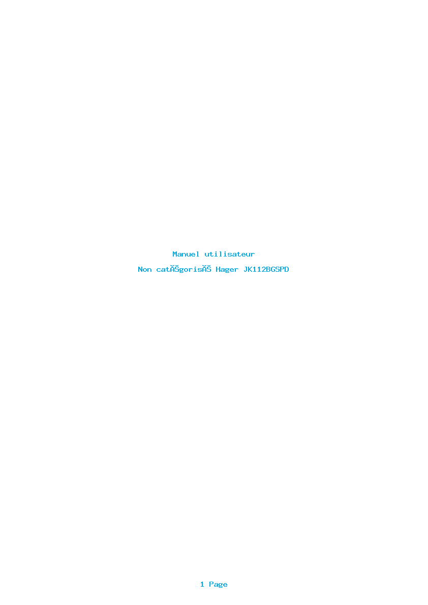 Page 1 de la notice Manuel utilisateur Hager JK112BGSPD