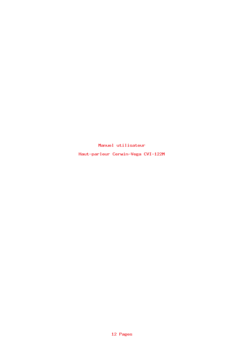 Page 1 de la notice Manuel utilisateur Cerwin-Vega CVI-122M
