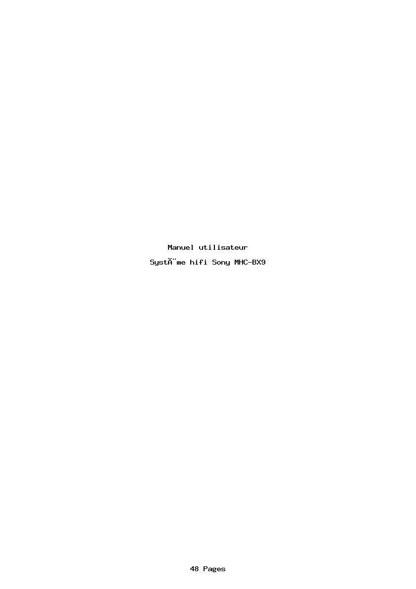 Page 1 de la notice Manuel utilisateur Sony MHC-BX9