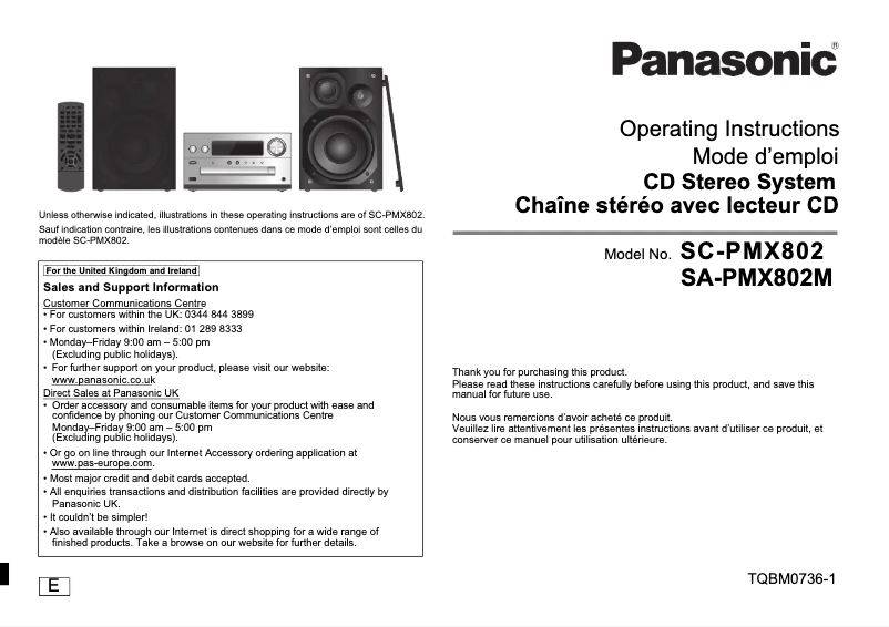 Page 1 de la notice Manuel utilisateur Panasonic SA-PMX802