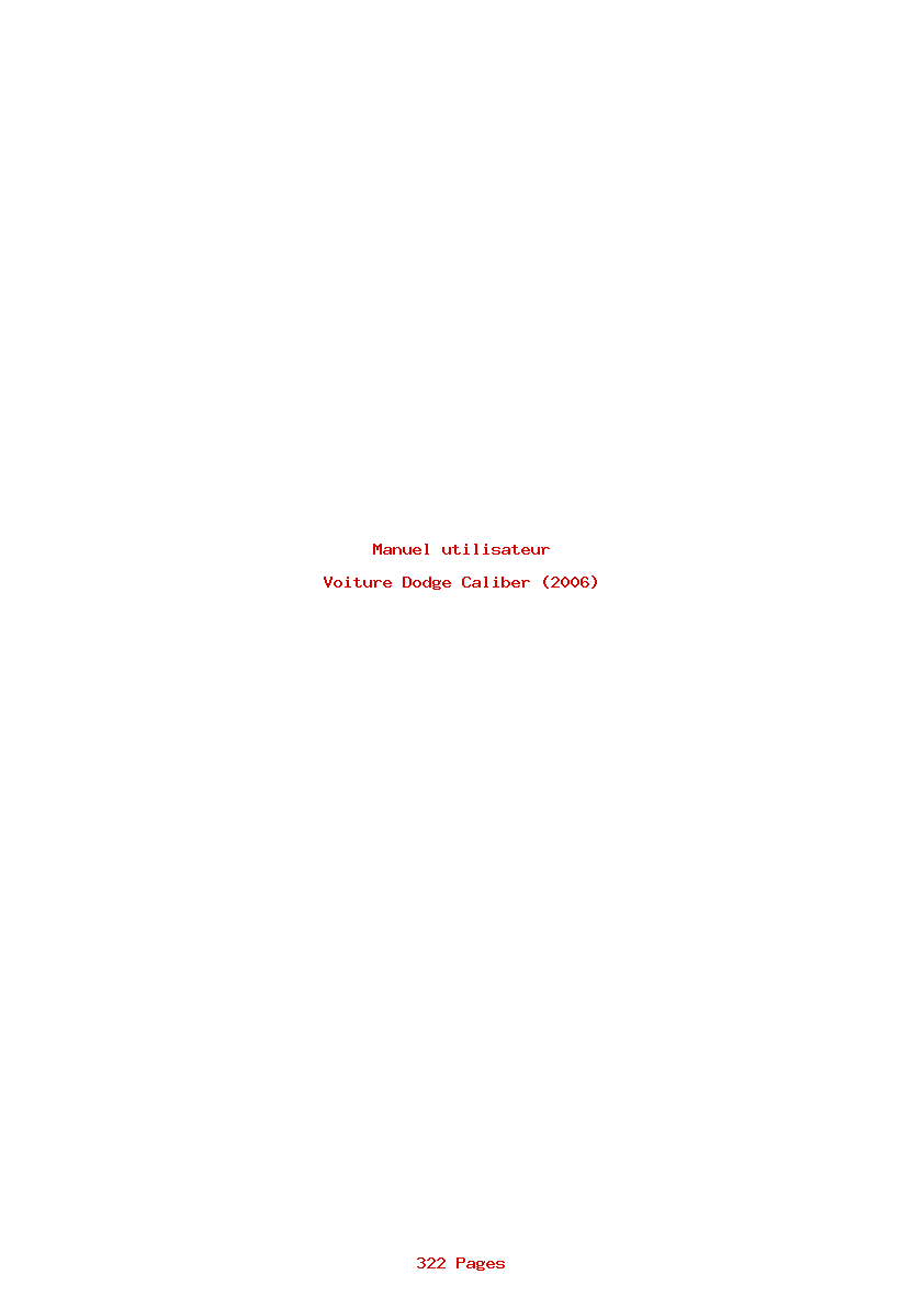 Page 1 de la notice Manuel utilisateur Dodge Caliber (2006)
