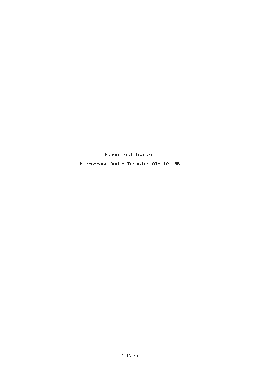 Page 1 de la notice Manuel utilisateur Audio-Technica ATH-101USB