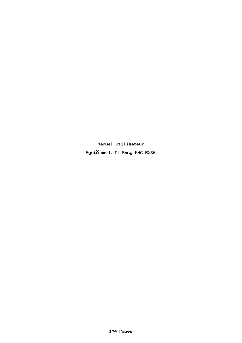 Page 1 de la notice Manuel utilisateur Sony MHC-RX66