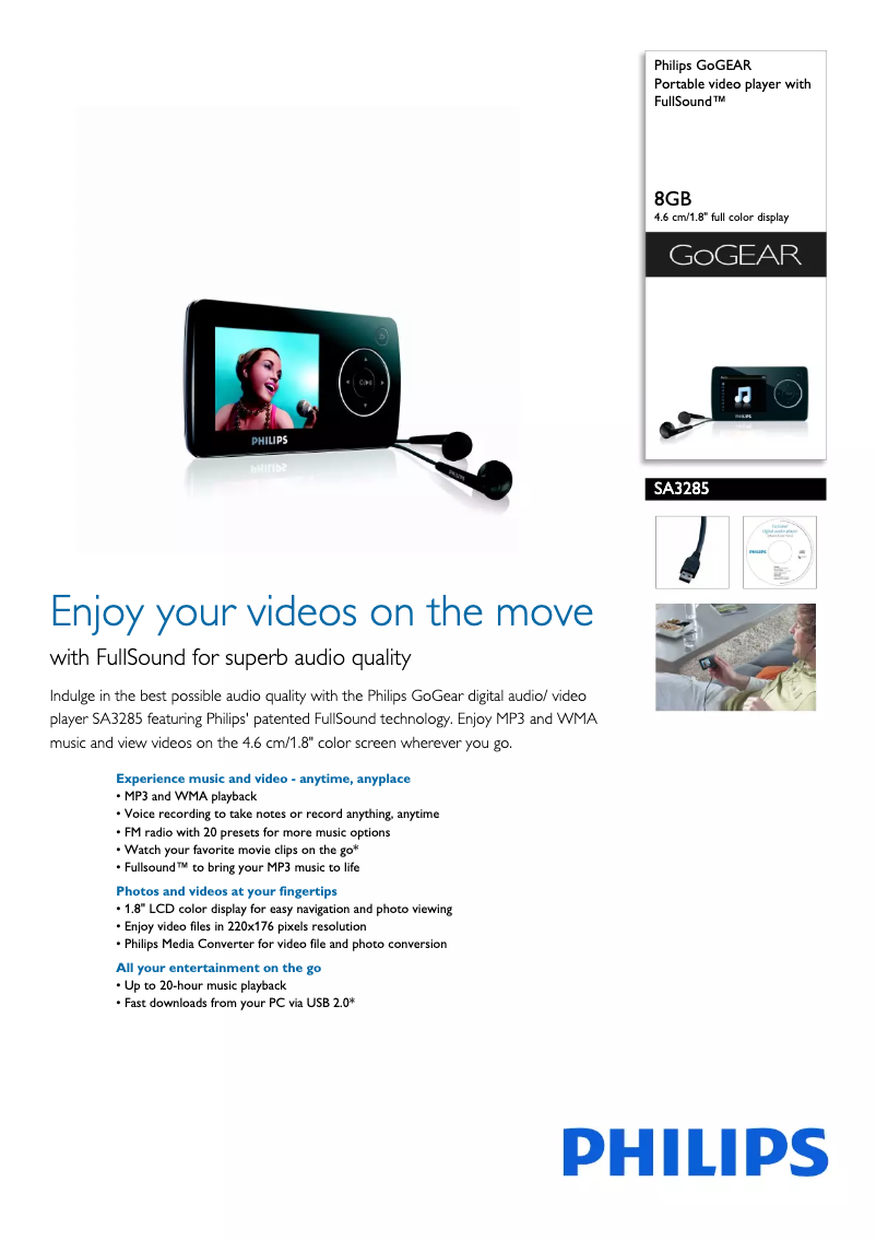 Page n°1 - Brochure Philips GoGear SA3285