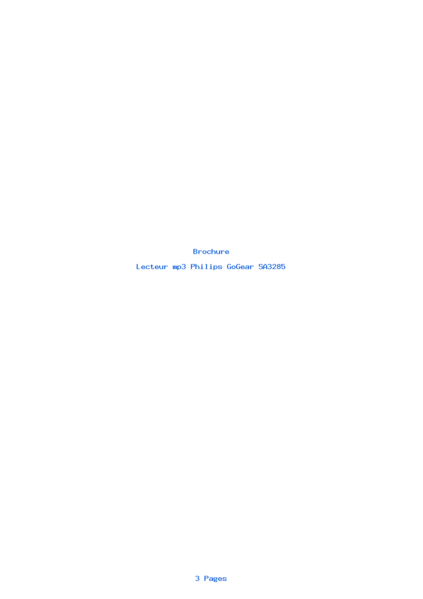 Page 1 de la notice Brochure Philips GoGear SA3285