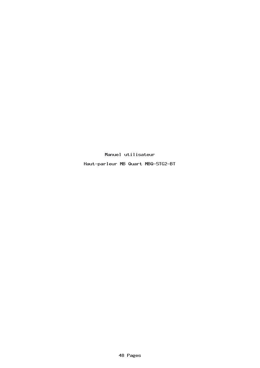 Page 1 de la notice Manuel utilisateur MB Quart MBQ-STG2-BT
