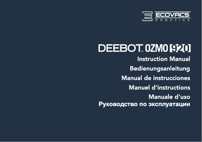 Page 1 de la notice Manuel utilisateur ECOVACS Deebot Ozmo 920