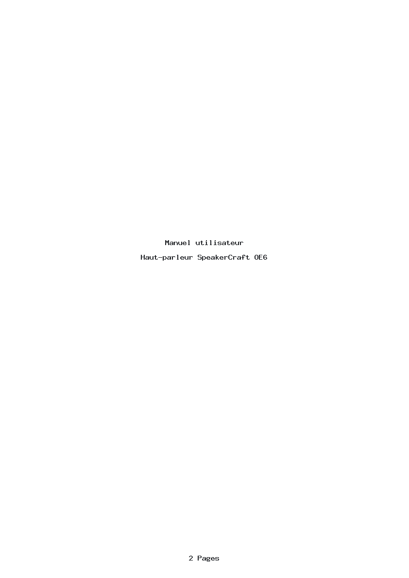 Page 1 de la notice Manuel utilisateur SpeakerCraft OE6