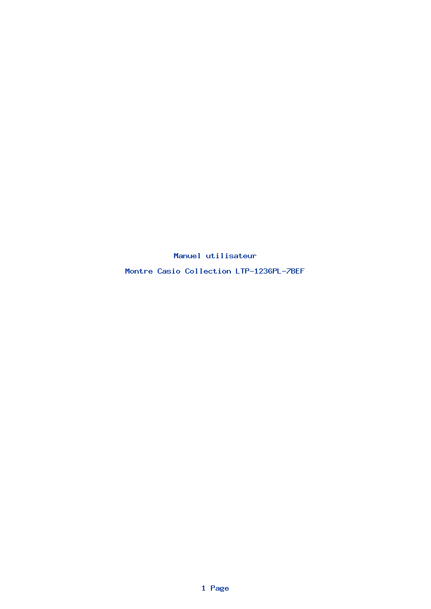 Page 1 de la notice Manuel utilisateur Casio Collection LTP-1236PL-7BEF