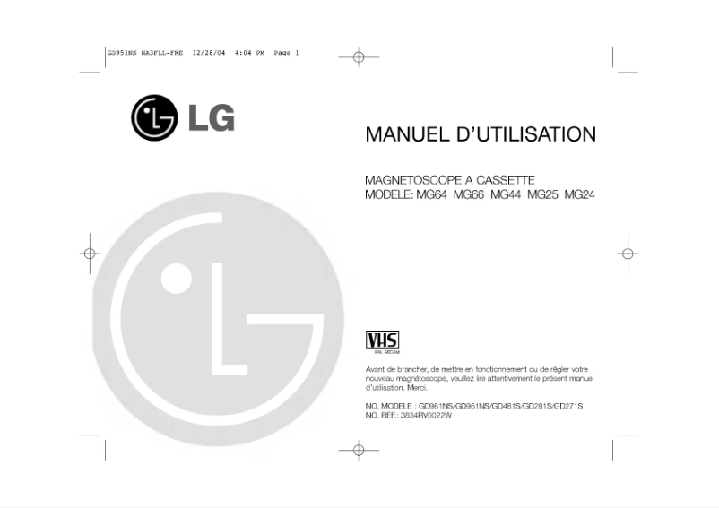 Page 1 de la notice Manuel utilisateur LG MG66