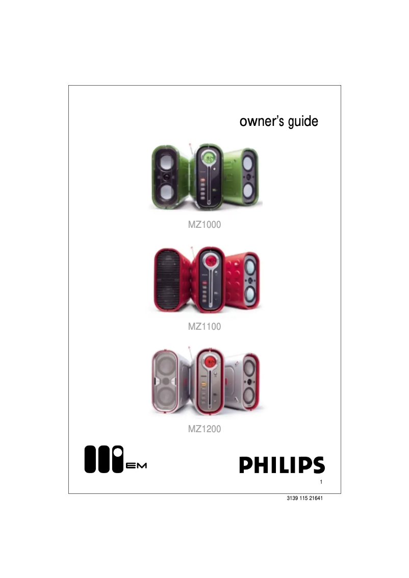 Page n°1 - Manuel utilisateur Philips MZ-1100