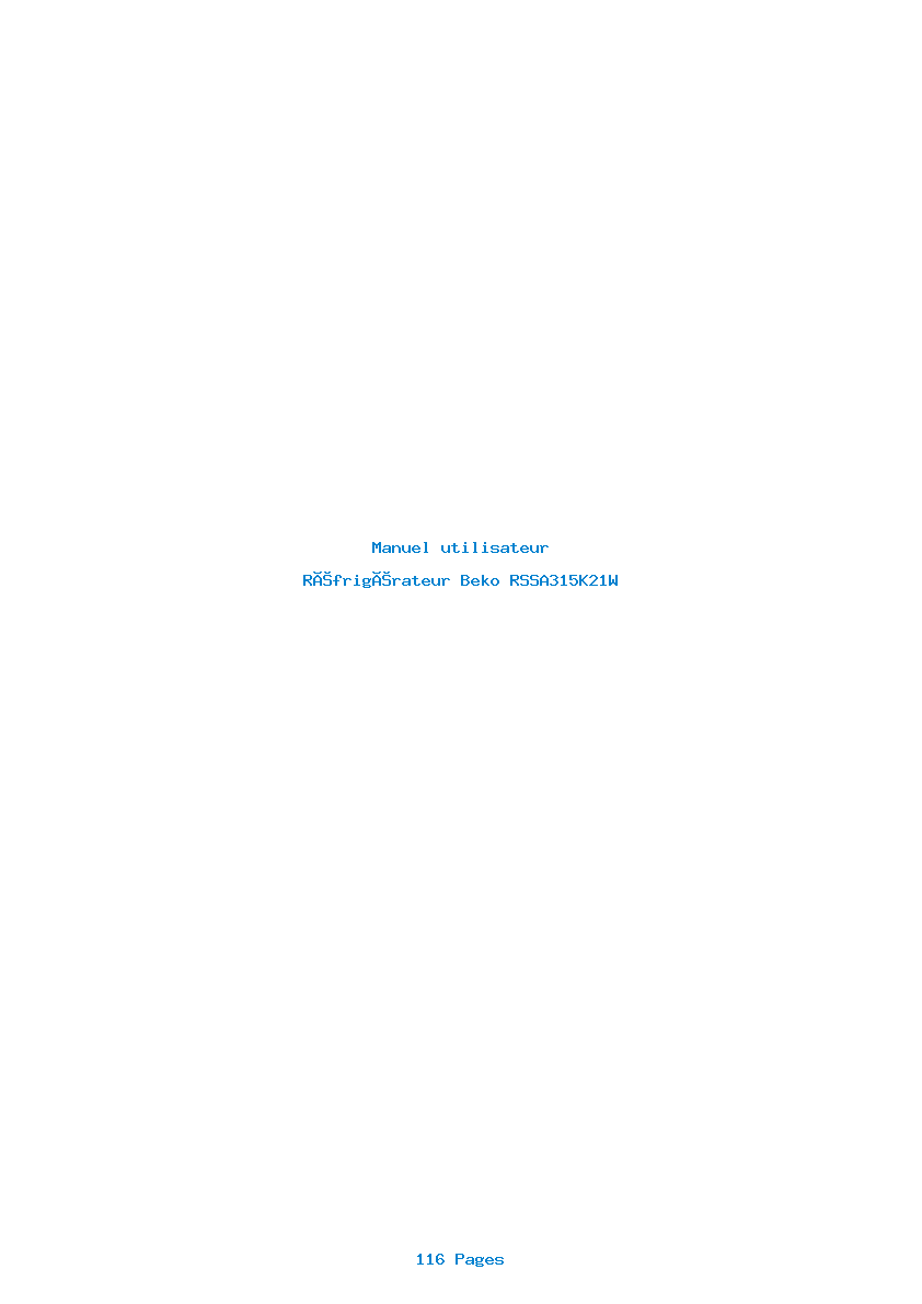 Page 1 de la notice Manuel utilisateur Beko RSSA315K21W