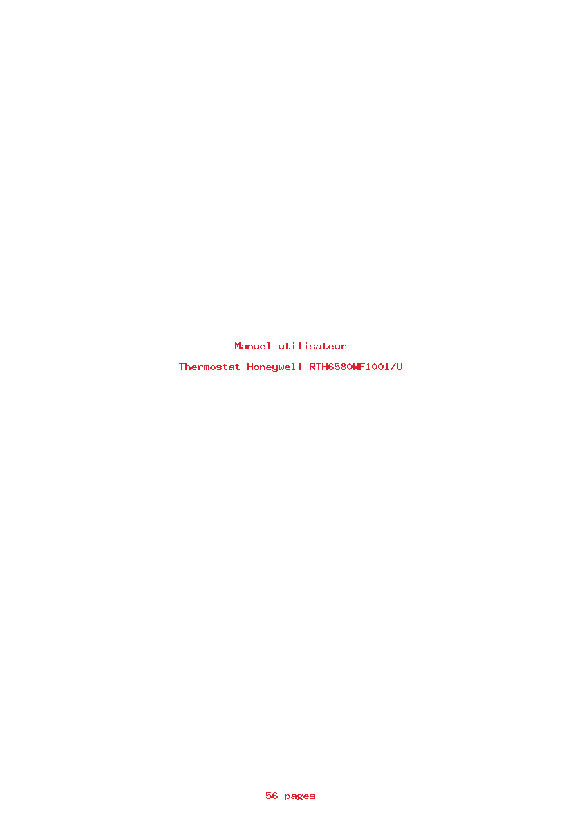 Page 1 de la notice Manuel utilisateur Honeywell RTH6580WF1001/U