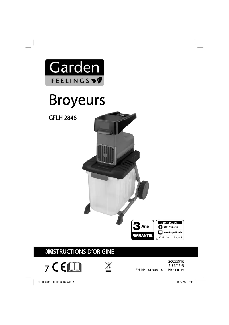 Page 1 de la notice Manuel utilisateur Garden Feelings GFLH 2846