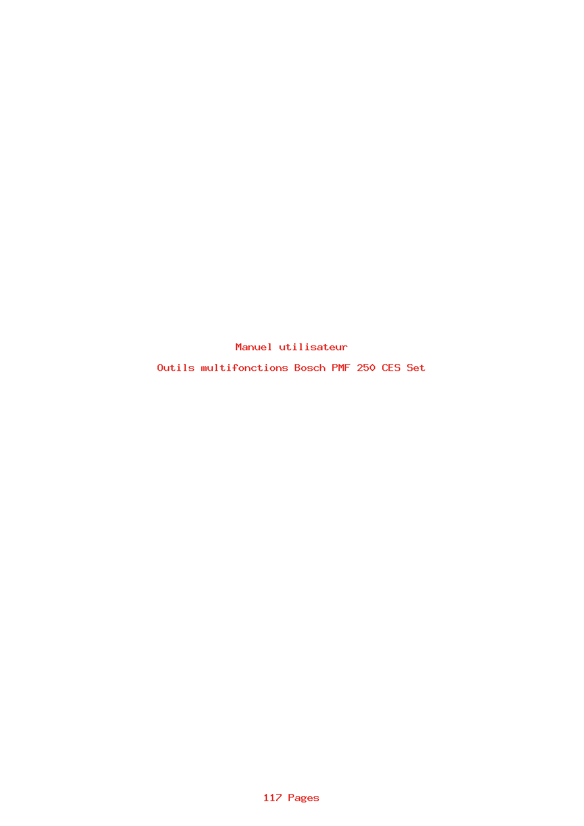 Page 1 de la notice Manuel utilisateur Bosch PMF 250 CES Set