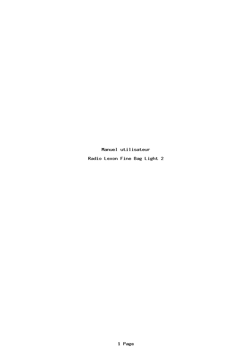 Page 1 de la notice Manuel utilisateur Lexon Fine Bag Light 2