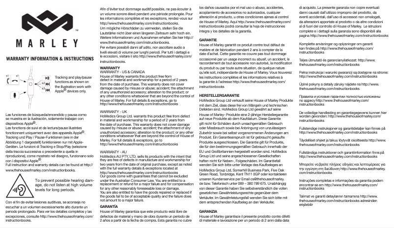 Page 1 de la notice Manuel utilisateur House of Marley Positive Vibration 2.0