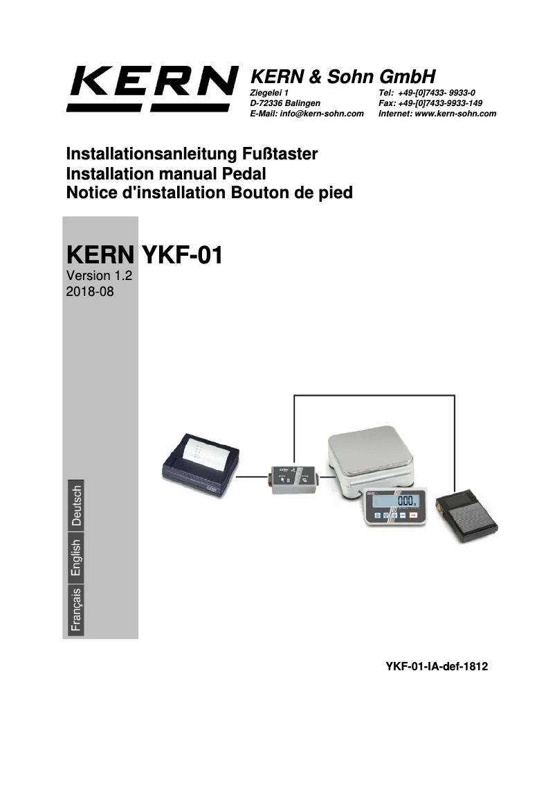 Page 1 de la notice Manuel utilisateur Kern YKF-01