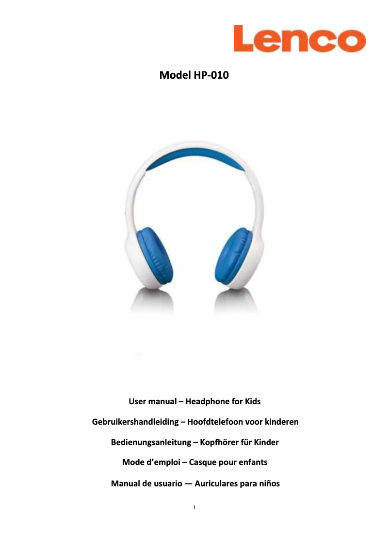 Page 1 de la notice Manuel utilisateur Lenco HP-010