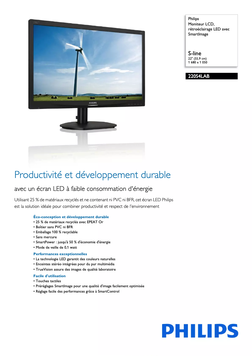 Image de la première page du manuel de l'appareil Brilliance 220S4LAB