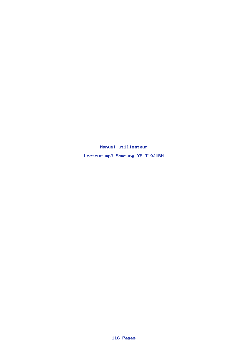 Page 1 de la notice Manuel utilisateur Samsung YP-T10JABH