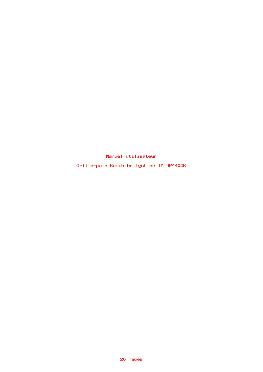 Page 1 de la notice Manuel utilisateur Bosch DesignLine TAT4P440GB