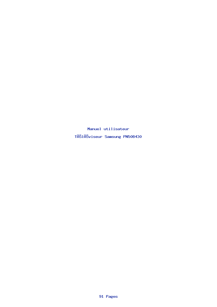 Page 1 de la notice Manuel utilisateur Samsung PN50B430