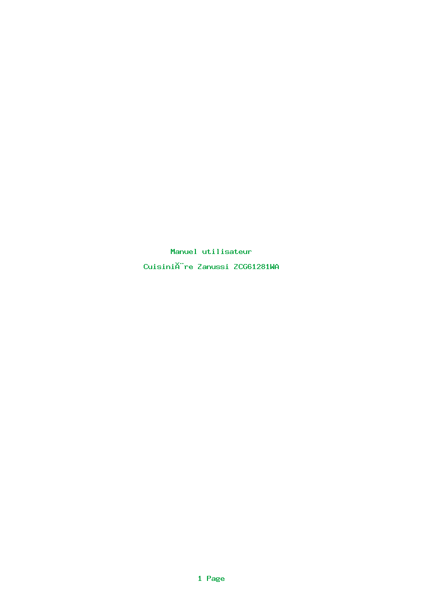 Page 1 de la notice Manuel utilisateur Zanussi ZCG61281WA